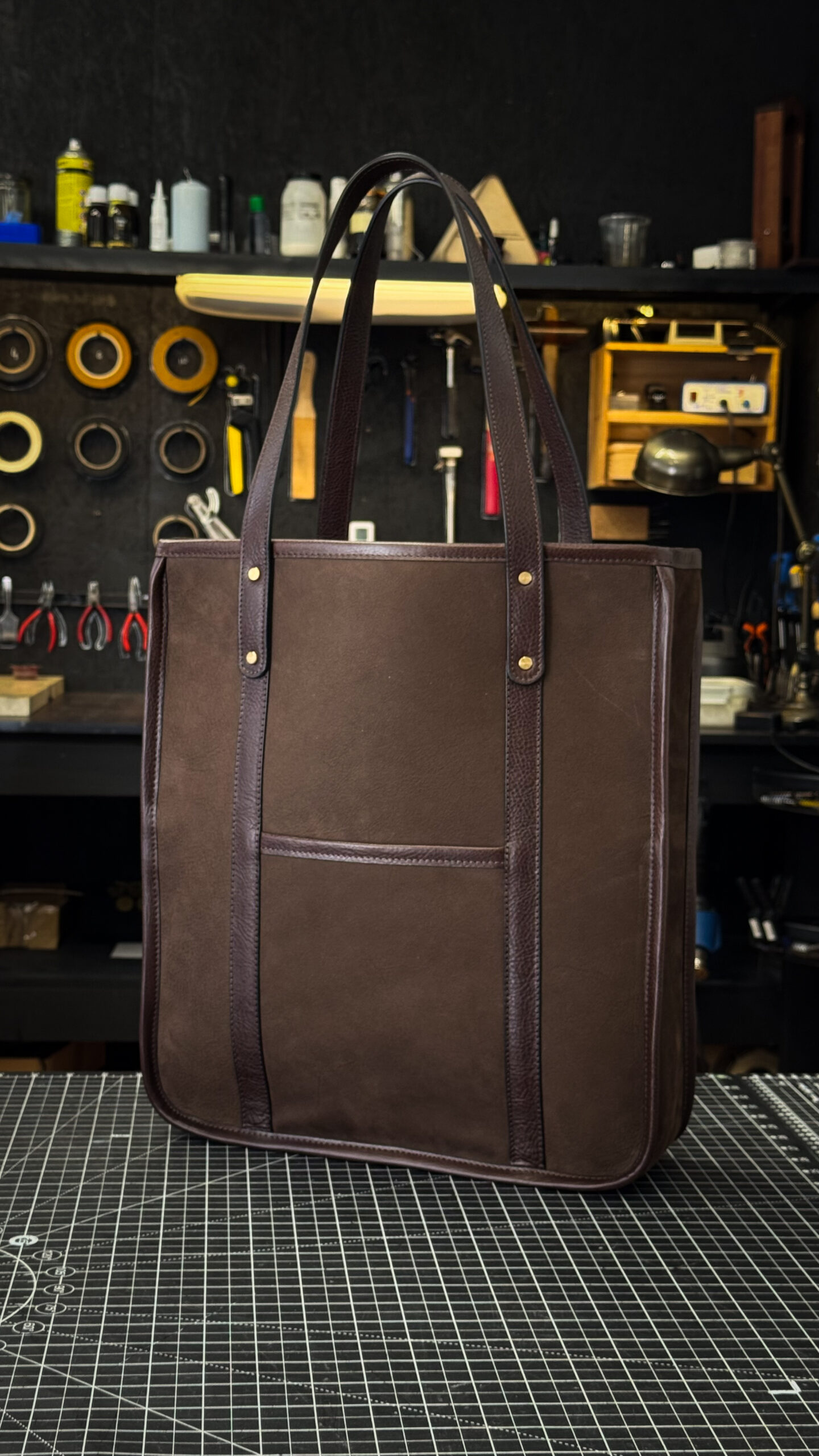 Tote Bag Suede, dark brown